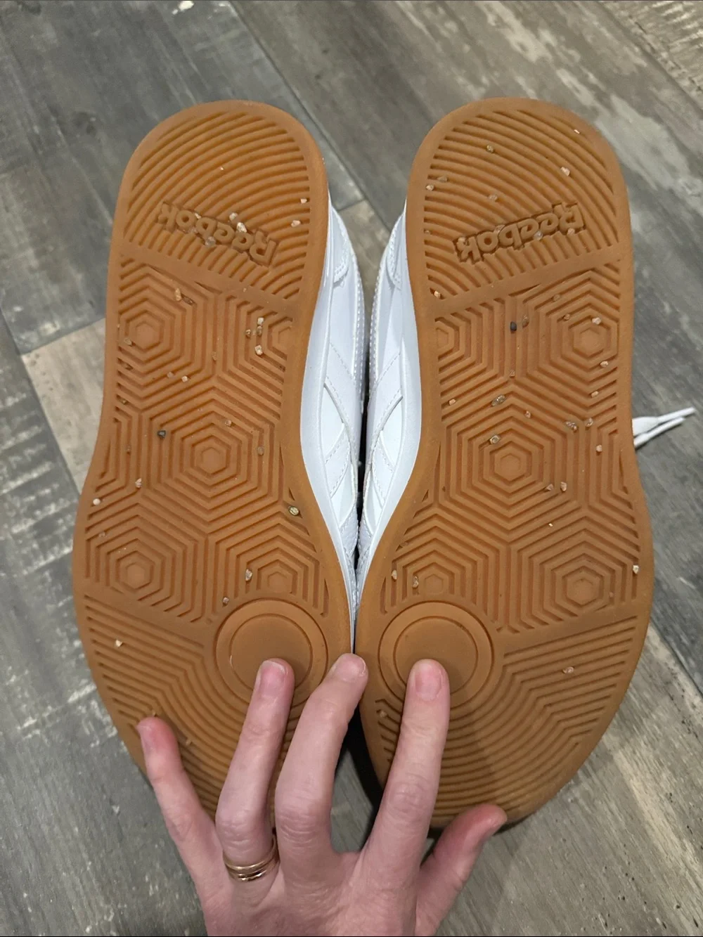 Reebok White Athletic Sneakers with Gum Soles